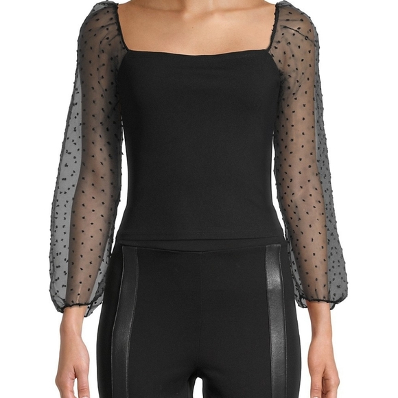 BCBGeneration Tops - BCBGeneration Black Mesh Top.